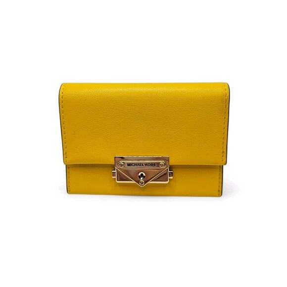 Michael Kors Yellow Leather Clip Front Small Wallet - Picture 1 of 11